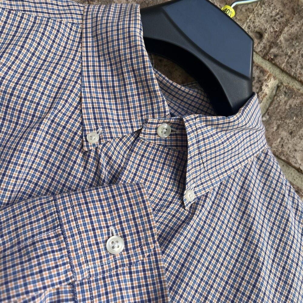 VTG Polo Ralph Lauren Blake Shirt XL Plaid Cotton Button Down 90s Blue Orange Wh